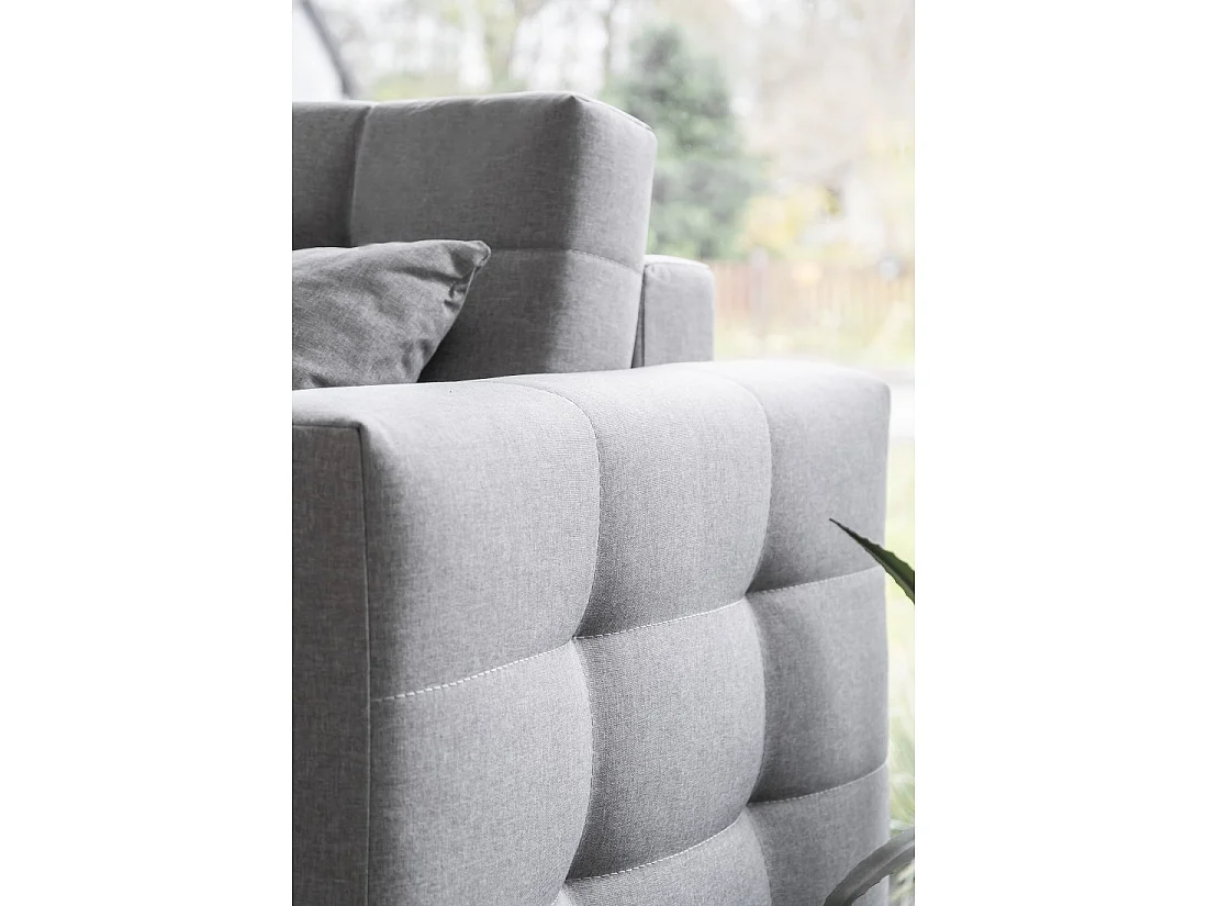 Canapé d'angle convertible HASGARD 3 places gris 248x162 cm – coffre et pieds bois