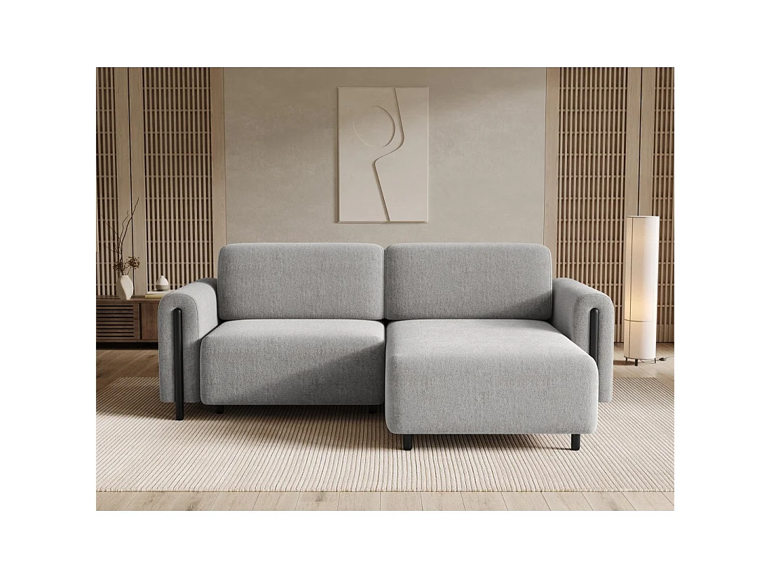 Canapé d'angle convertible ARVESSA gris clair bouclette – Angle droit