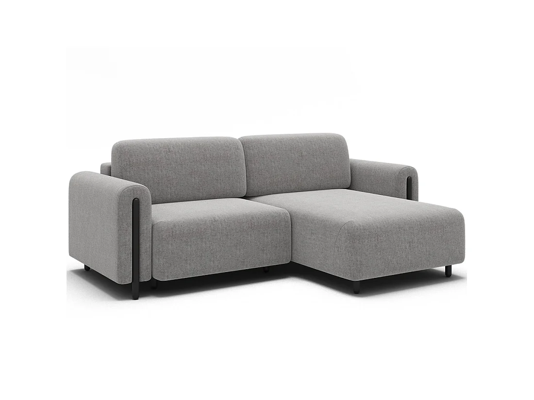 Canapé d'angle convertible ARVESSA gris clair bouclette – Angle droit