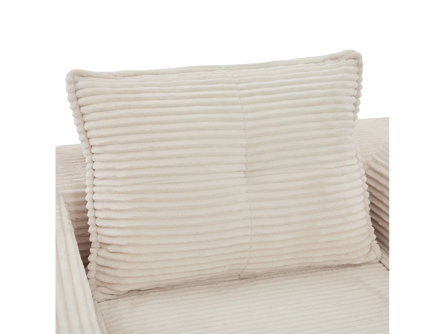 Canapé convertible en velours côtelé avec poche latérale et porte-gobelet - Beige