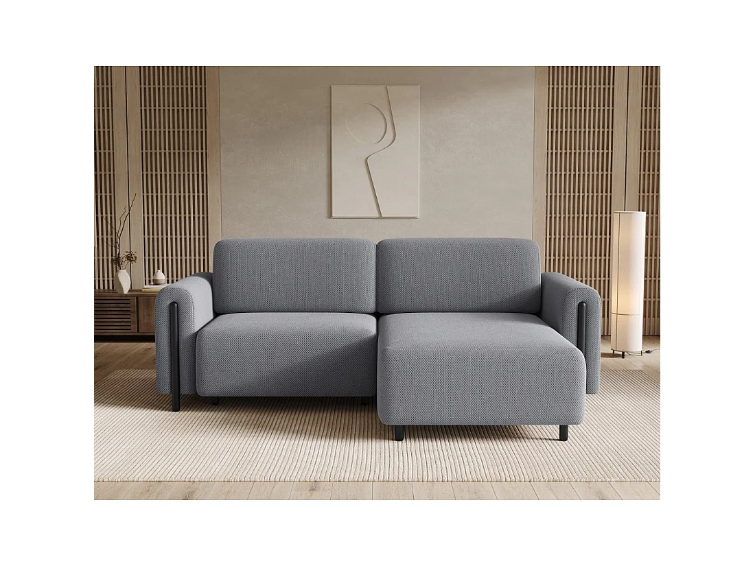 Canapé d'angle convertible ARVESSA gris clair nid d'abeille – Angle droit