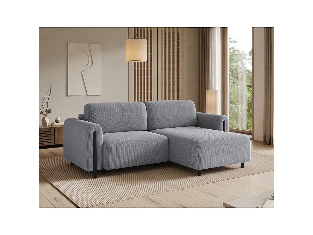 Canapé d'angle convertible ARVESSA gris clair nid d'abeille – Angle droit
