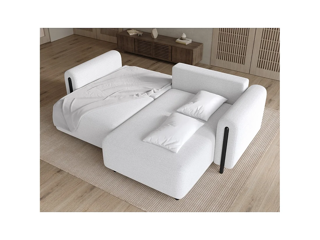 Canapé d'angle convertible ARVESSA blanc alpin chenille – Angle droit