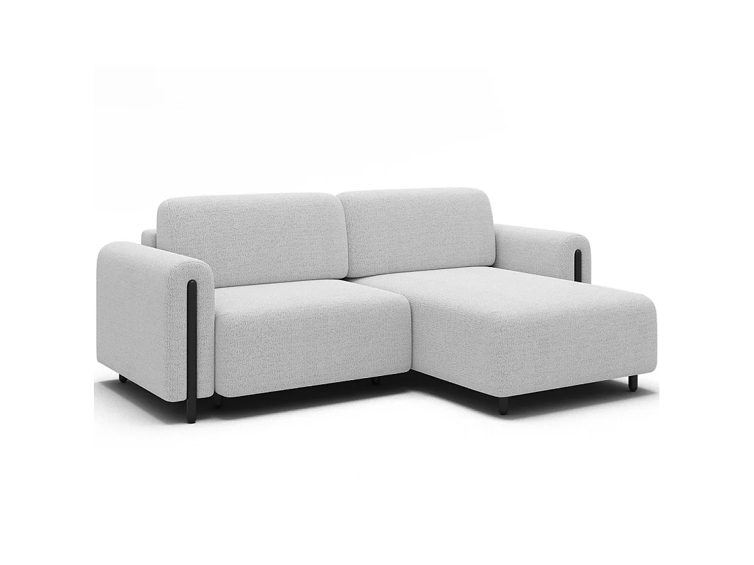 Canapé d'angle convertible ARVESSA blanc alpin chenille – Angle droit
