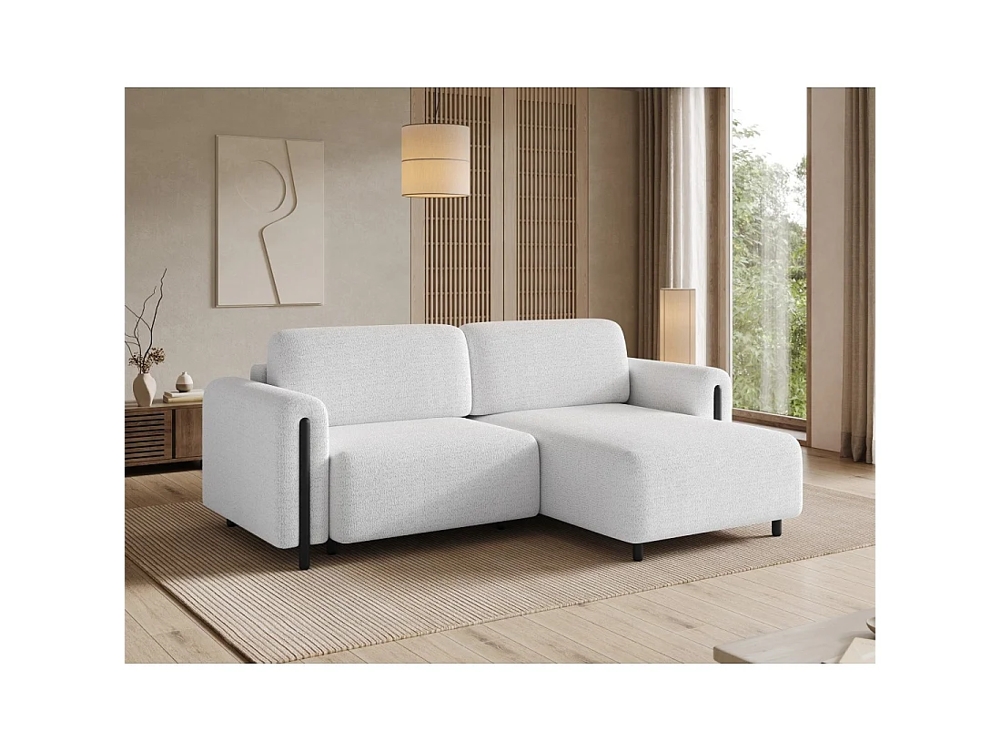 Canapé d'angle convertible ARVESSA blanc alpin chenille – Angle droit