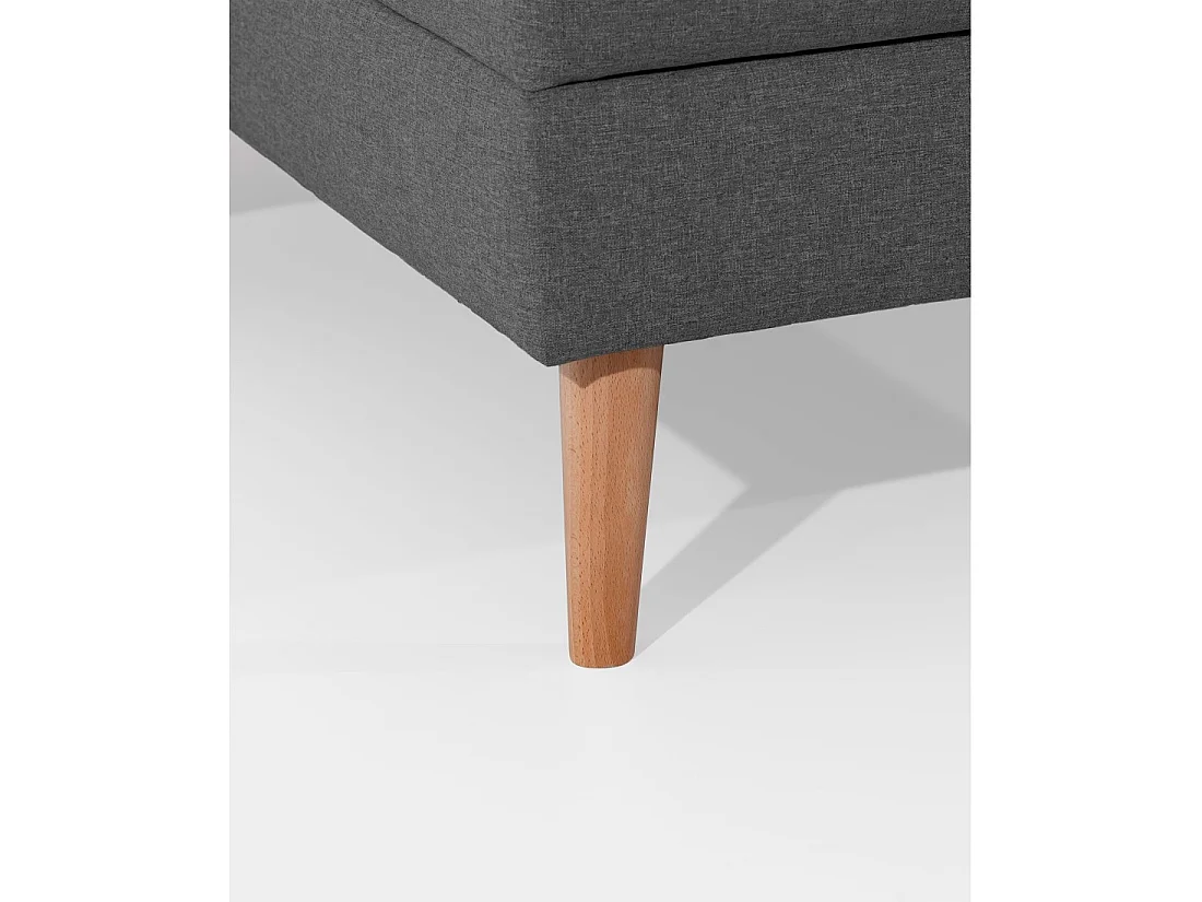 Canapé d'angle convertible HASGARD 3 places gris foncé 248x162 cm – coffre et pieds bois