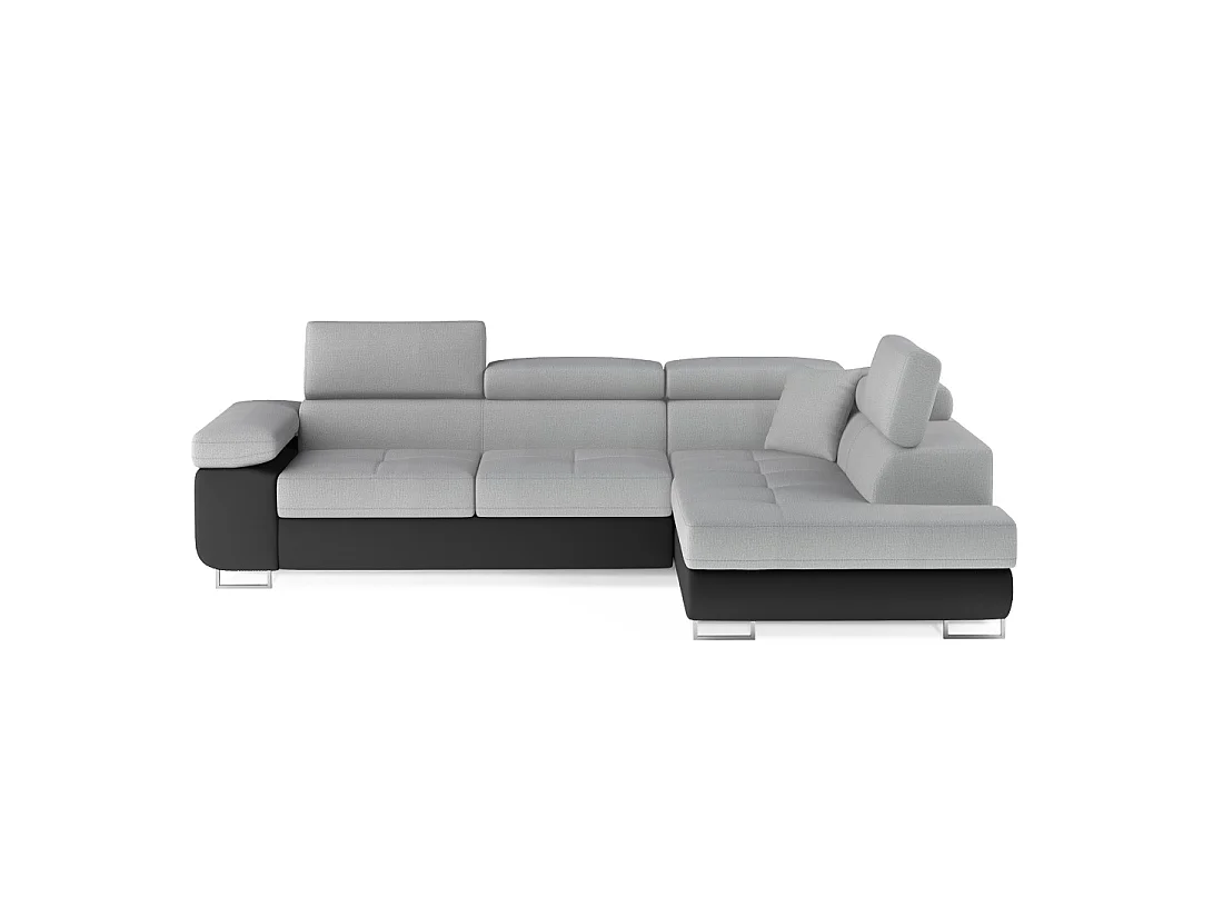 Canapé d'angle convertible MENTON gris clair et gris foncé – Angle droit avec coffre