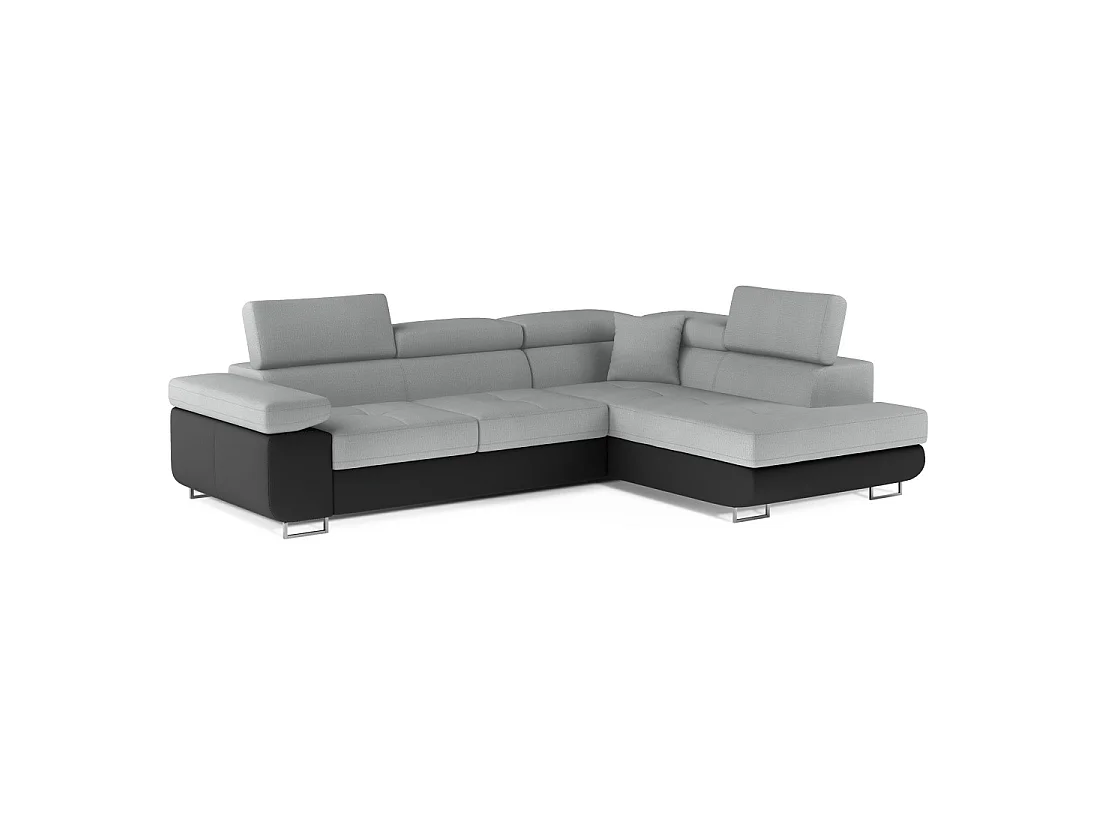Canapé d'angle convertible MENTON gris clair et gris foncé – Angle droit avec coffre