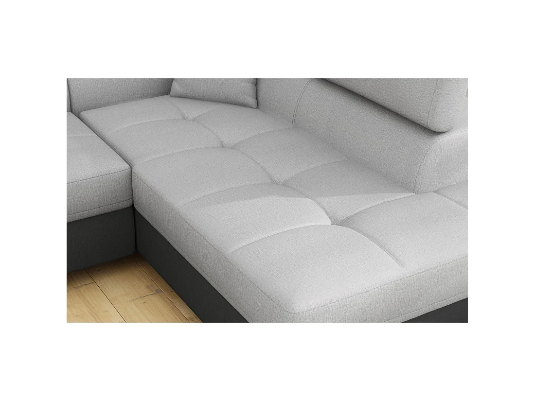 Canapé d'angle convertible MENTON gris clair et gris foncé – Angle droit avec coffre