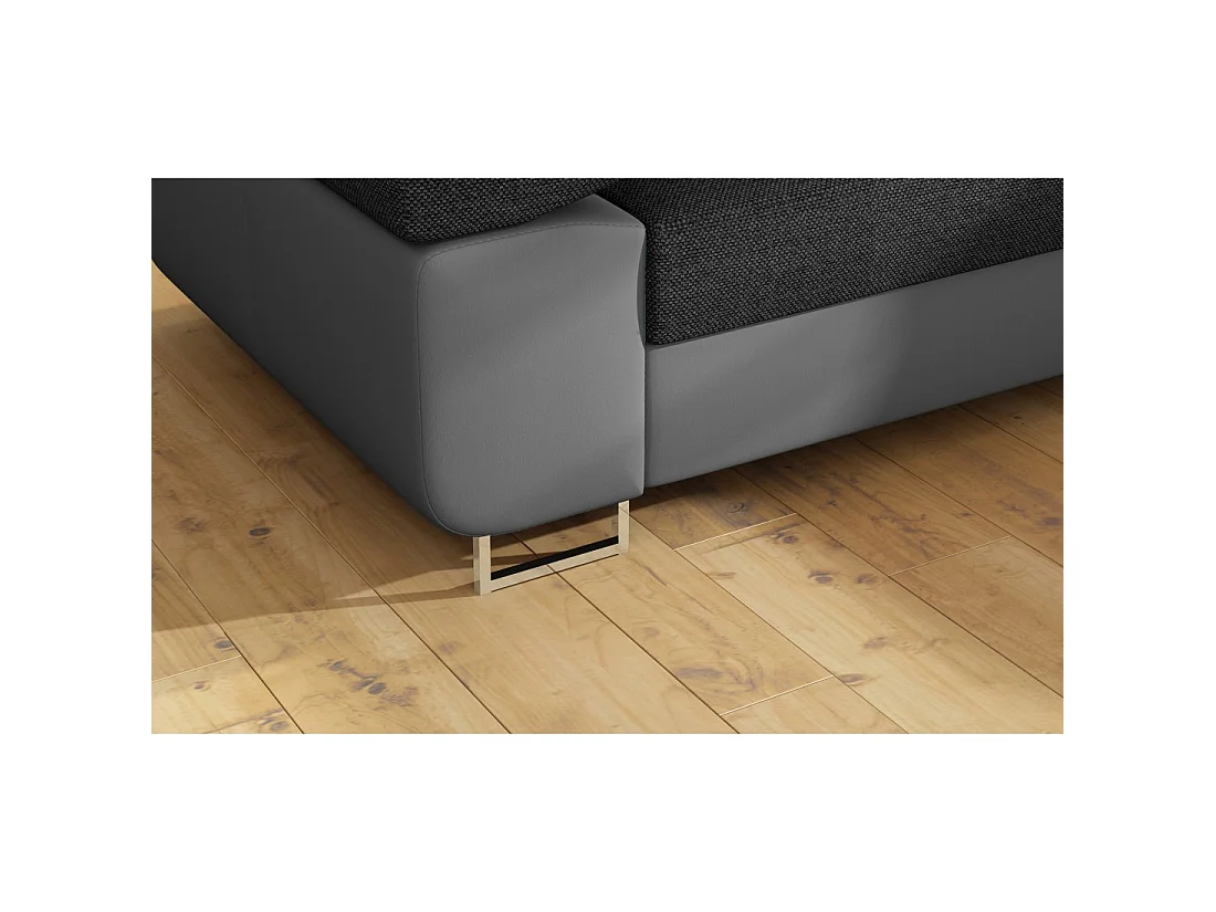 Canapé d'angle convertible MENTON gris foncé et gris – Angle droit avec coffre
