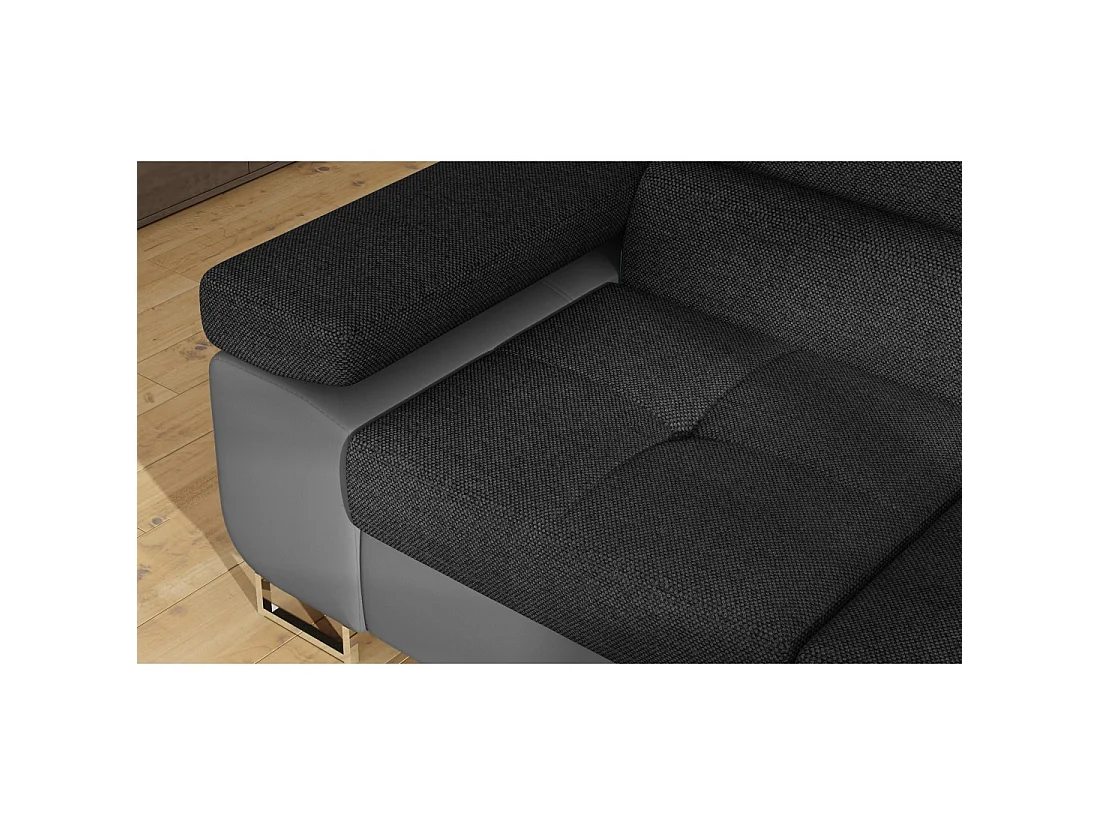 Canapé d'angle convertible MENTON gris foncé et gris – Angle droit avec coffre