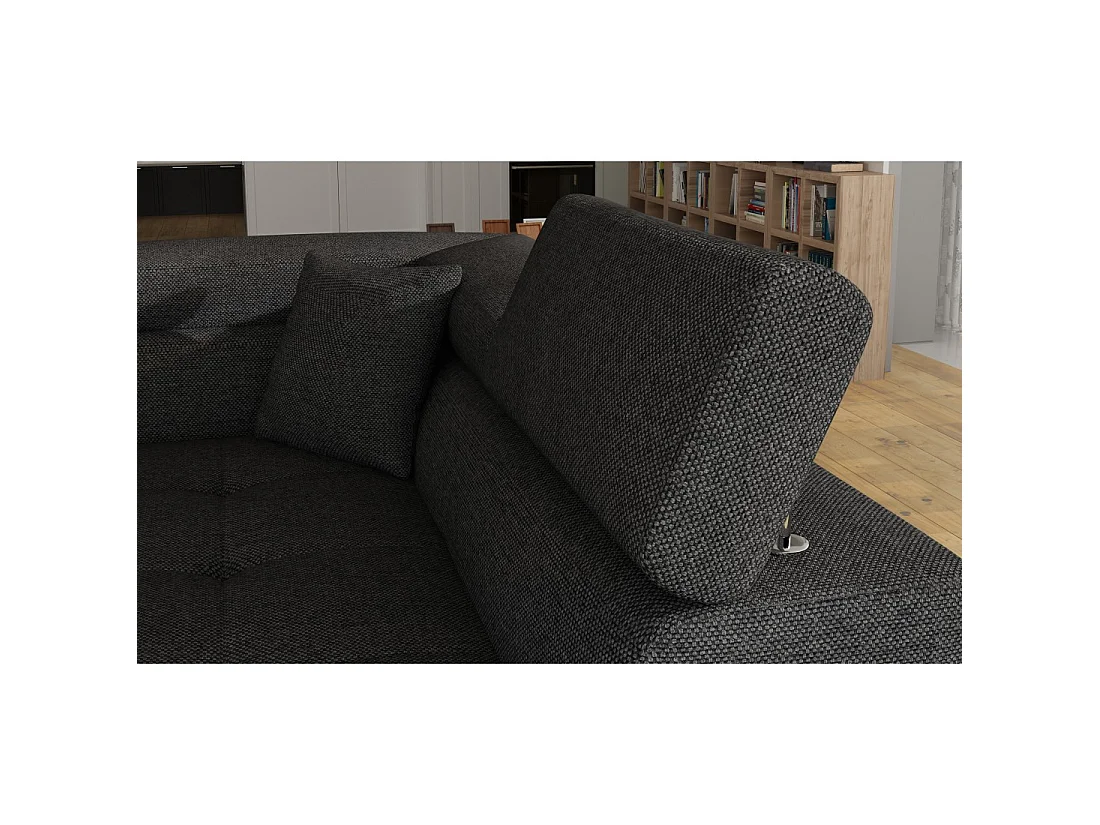 Canapé d'angle convertible MENTON gris foncé et gris – Angle droit avec coffre