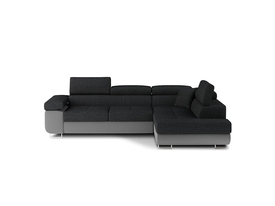 Canapé d'angle convertible MENTON gris foncé et gris – Angle droit avec coffre