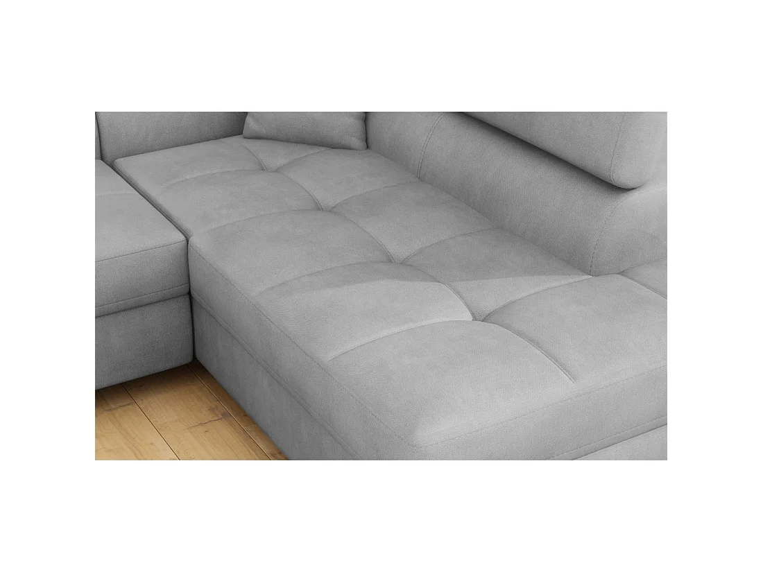 Canapé d'angle convertible MENTON gris velours – Angle droit avec coffre