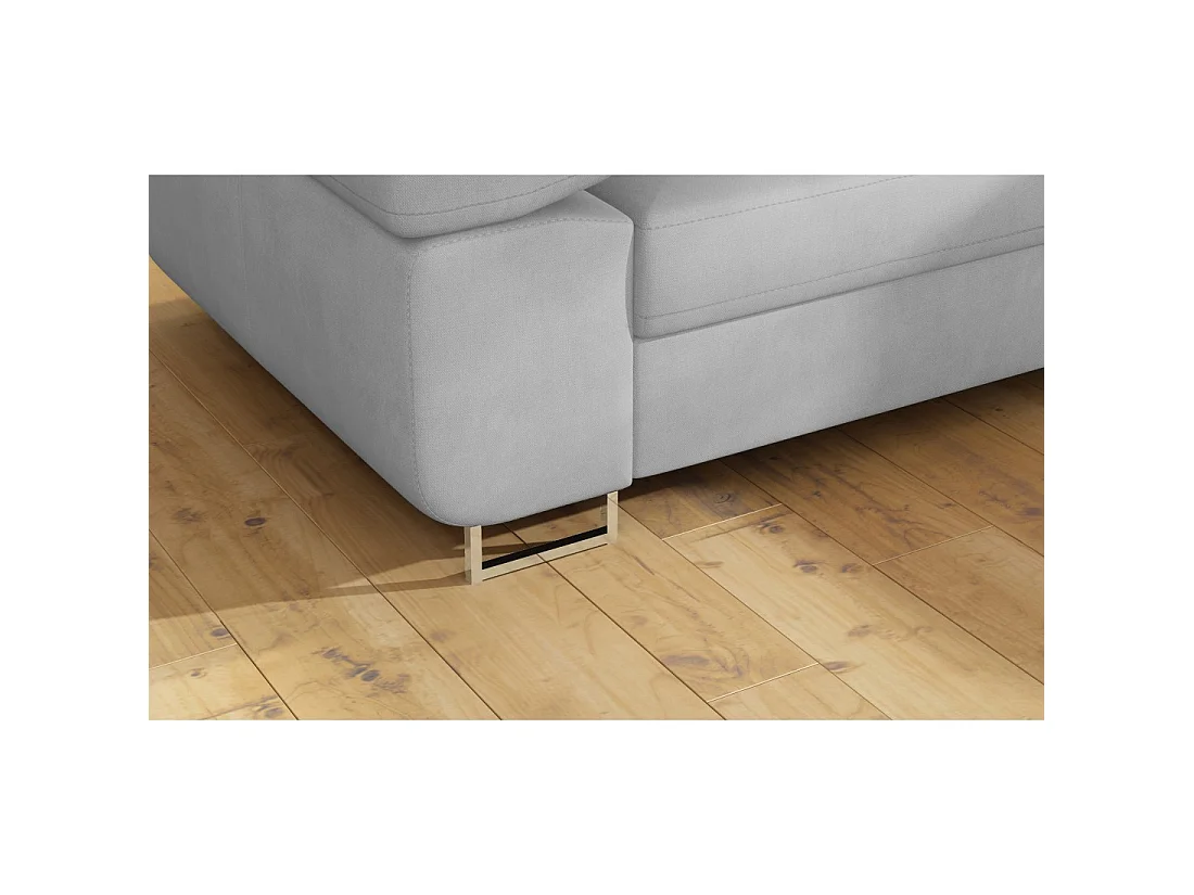 Canapé d'angle convertible MENTON gris velours – Angle droit avec coffre