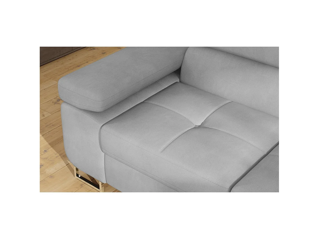Canapé d'angle convertible MENTON gris velours – Angle droit avec coffre