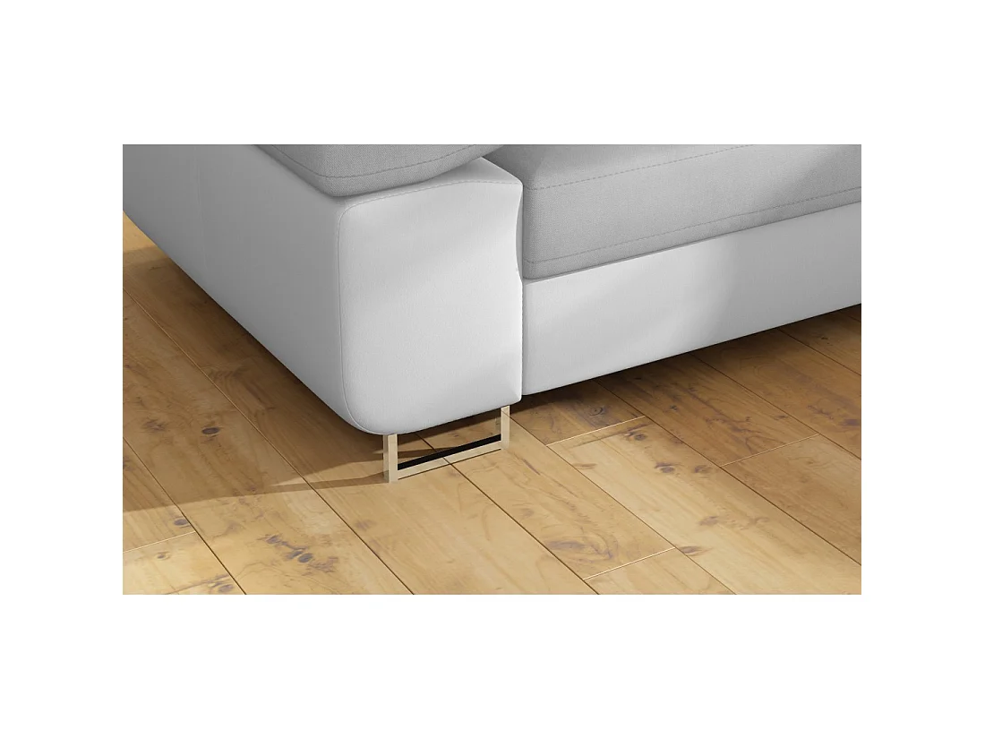 Canapé d'angle convertible MENTON gris et blanc velours – Angle droit avec coffre