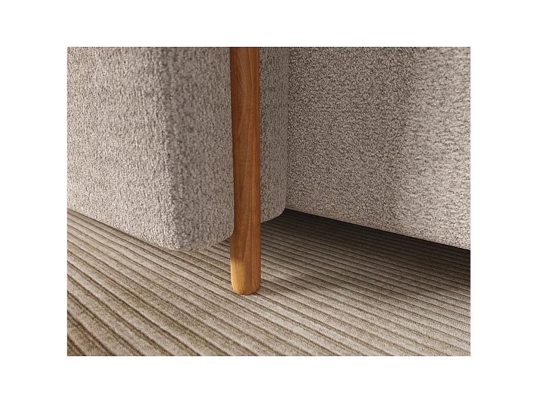 Canapé d'angle convertible ARVESSA beige chenille – Angle gauche avec coffre