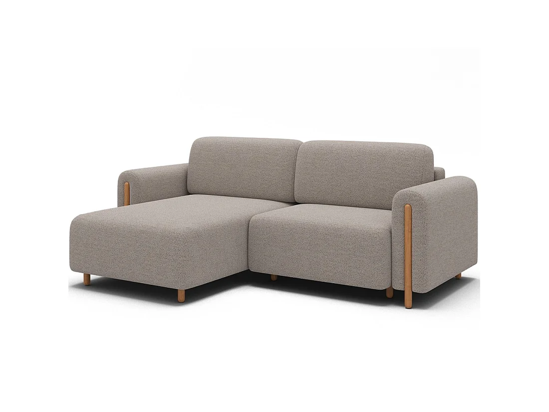 Canapé d'angle convertible ARVESSA beige chenille – Angle gauche avec coffre