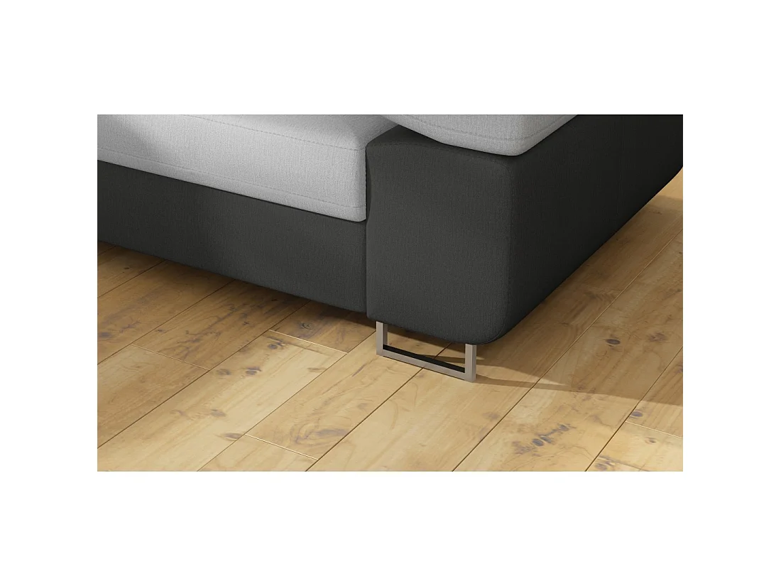 Canapé d'angle convertible MENTON gris clair et gris foncé – Angle gauche avec coffre