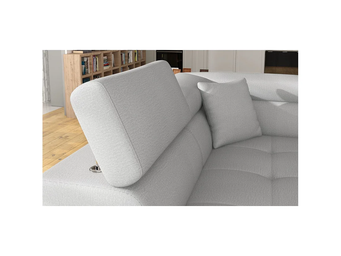 Canapé d'angle convertible MENTON gris clair et gris foncé – Angle gauche avec coffre