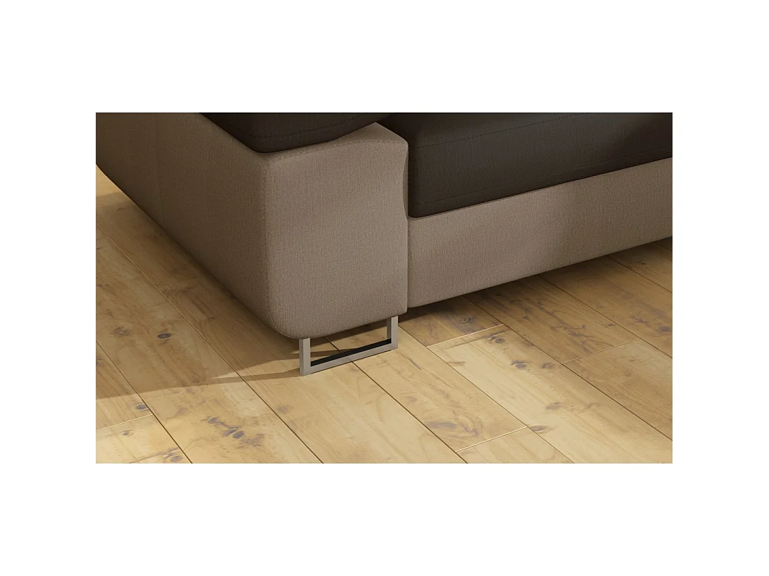 Canapé d'angle convertible MENTON marron chocolat et beige – Angle droit avec coffre