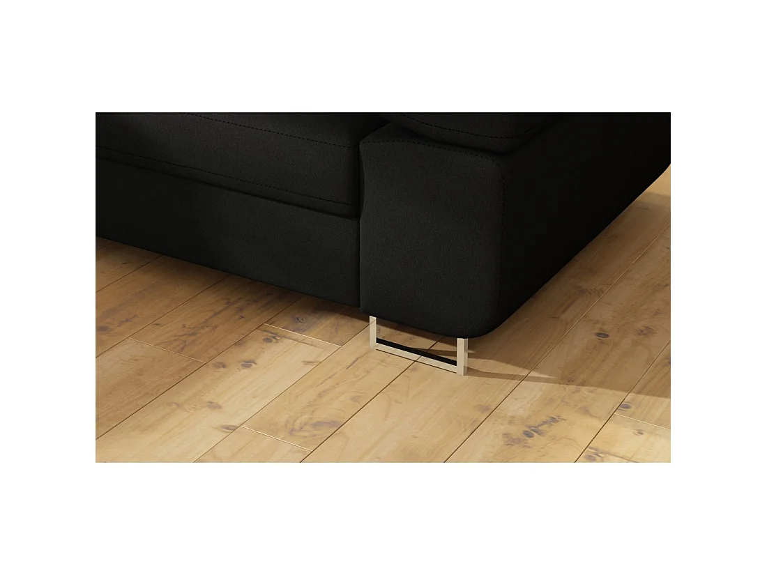 Canapé d'angle convertible MENTON noir – Angle gauche avec coffre