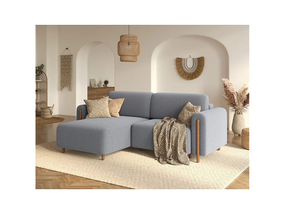 Canapé d'angle convertible ARVESSA gris foncé tissu nid d'abeille – Angle gauche