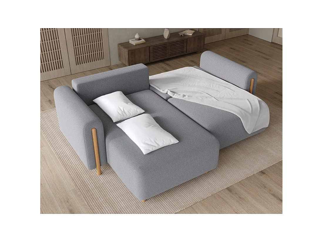 Canapé d'angle convertible ARVESSA gris foncé tissu nid d'abeille – Angle gauche