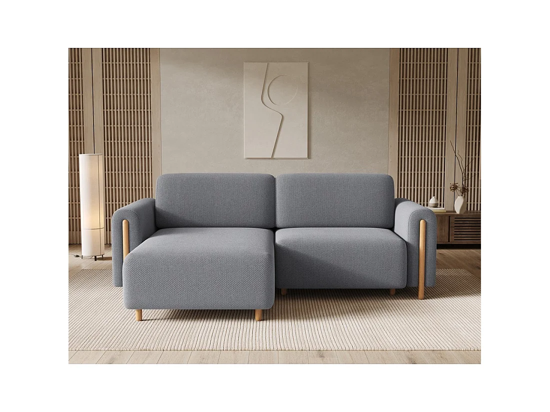 Canapé d'angle convertible ARVESSA gris foncé tissu nid d'abeille – Angle gauche