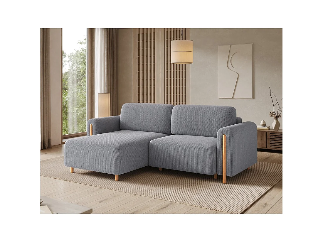 Canapé d'angle convertible ARVESSA gris foncé tissu nid d'abeille – Angle gauche