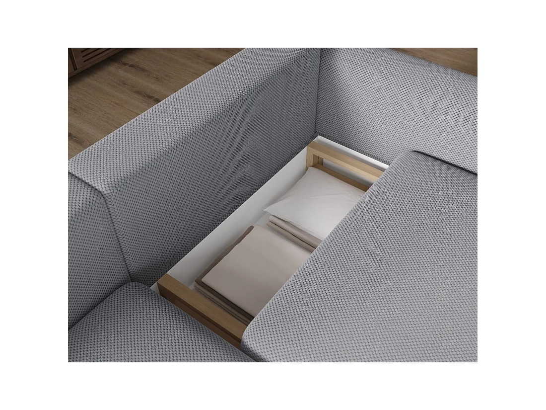 Canapé d'angle convertible ARVESSA gris foncé tissu nid d'abeille – Angle gauche