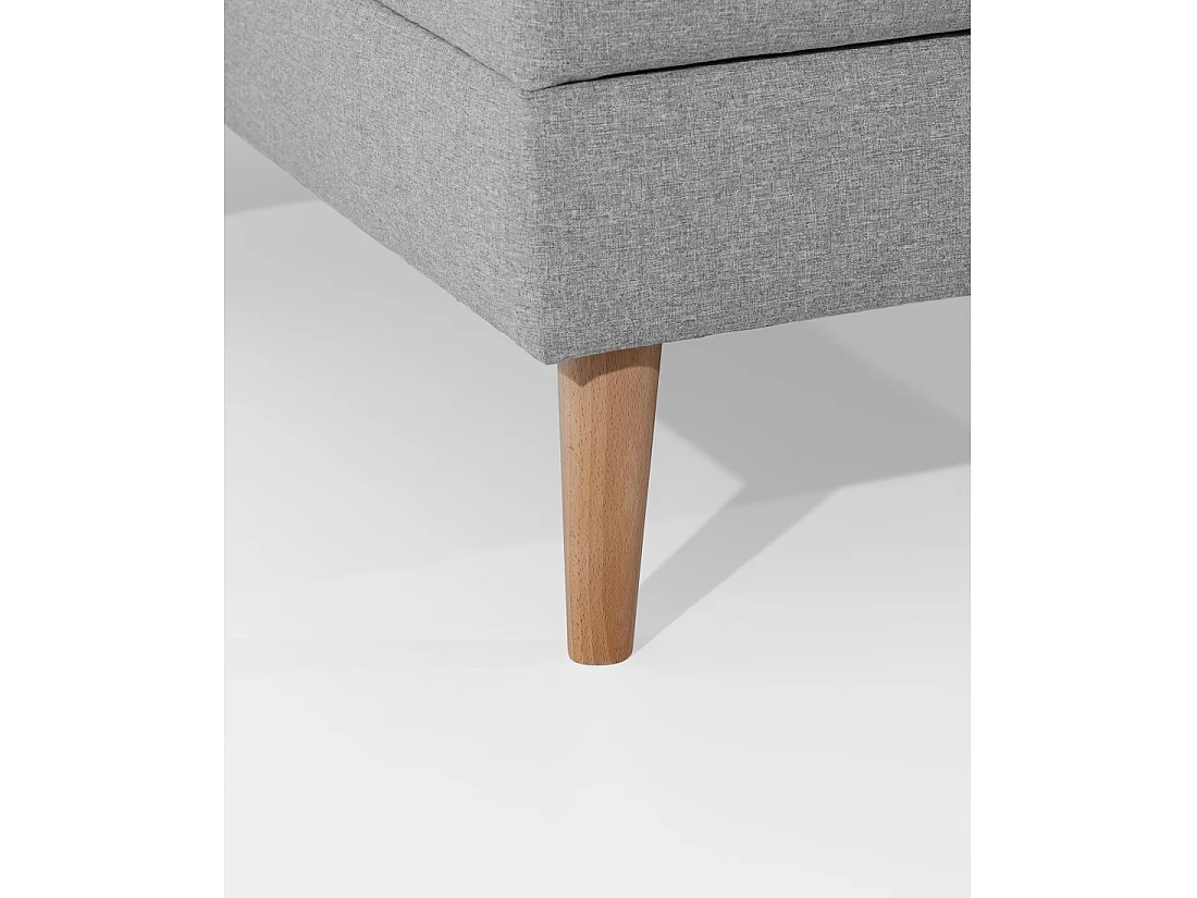 Canapé d'angle convertible HASGARD 3 places gris 248x162 cm – coffre et pieds bois