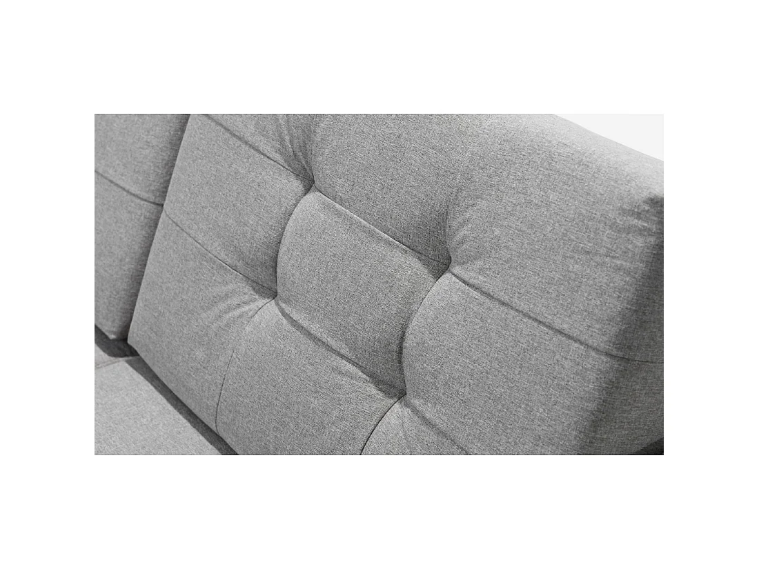 Canapé d'angle convertible HASGARD 3 places gris 248x162 cm – coffre et pieds bois
