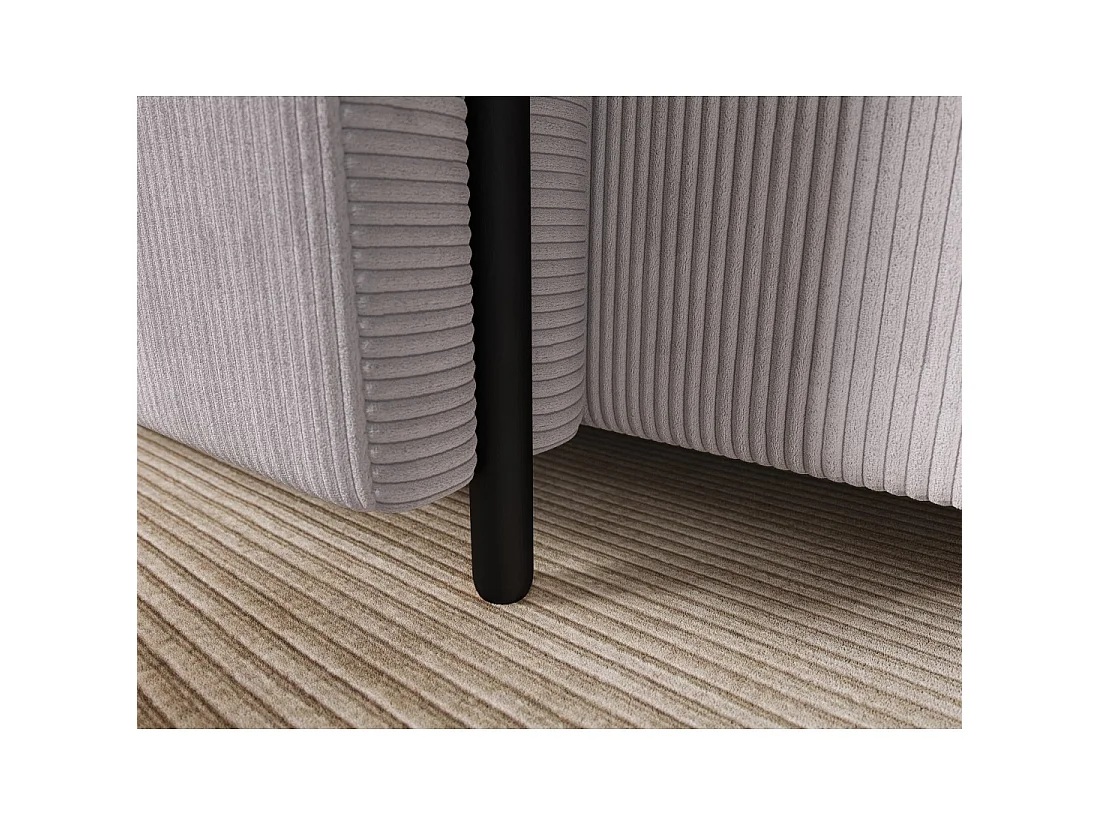 Canapé d'angle convertible ARVESSA gris clair velours côtelé – Angle gauche avec coffre