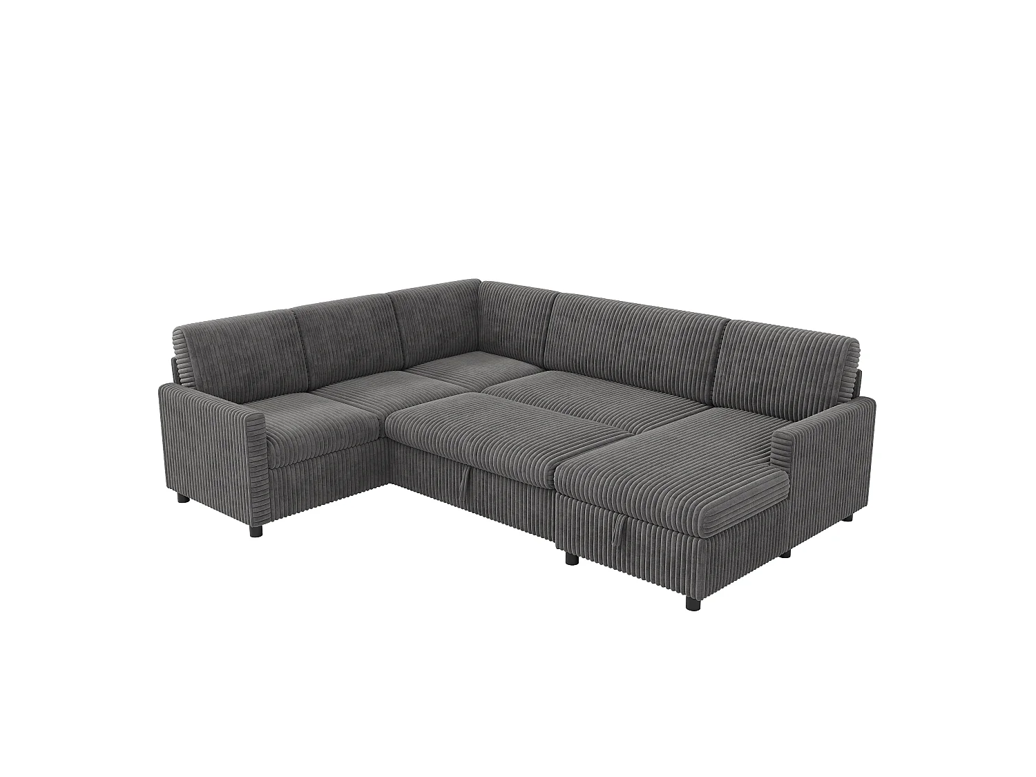 Canapé d'angle en U moderne - avec espace de rangement - avec espace de rangement - canapé convertible avec fonction couchage - velours côtelé - gris