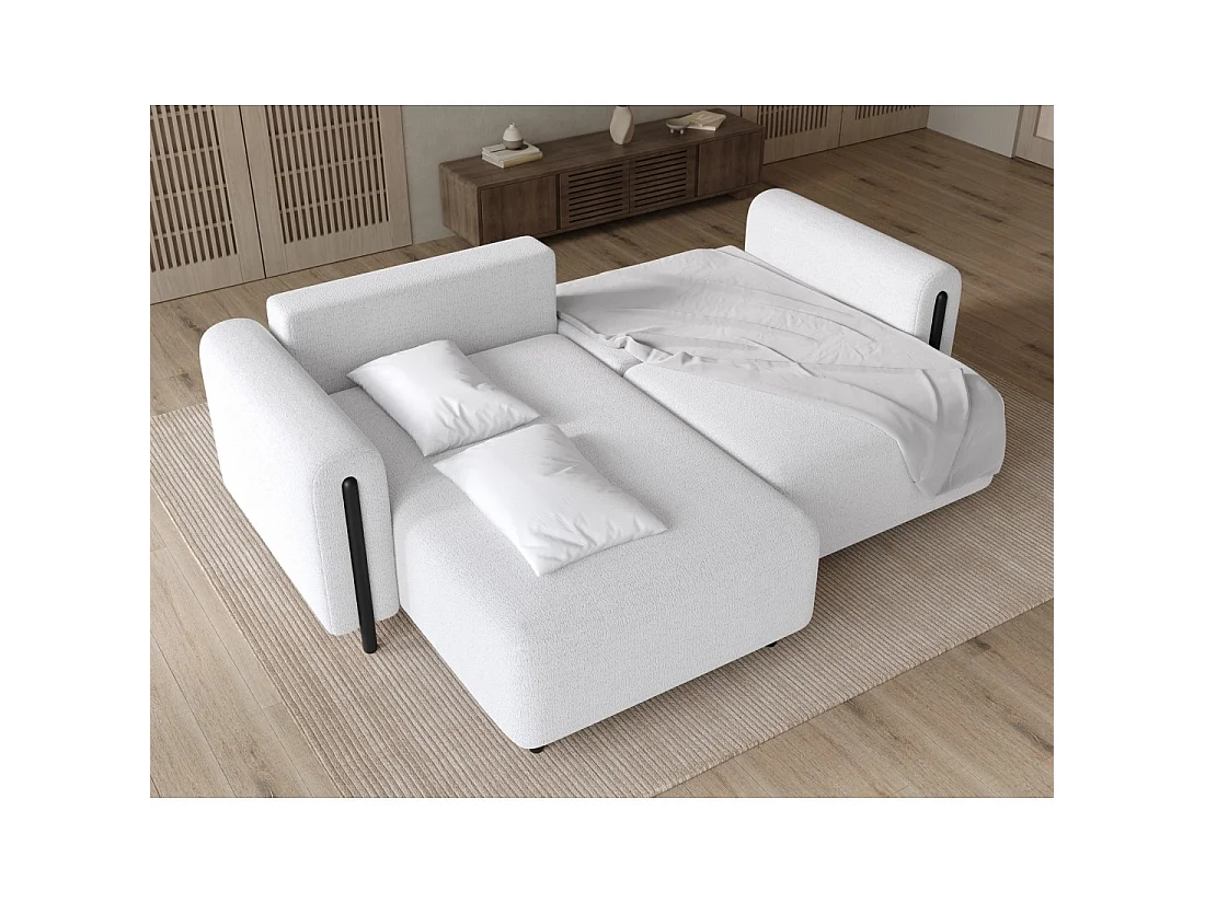 Canapé d'angle convertible ARVESSA blanc – Angle gauche avec coffre