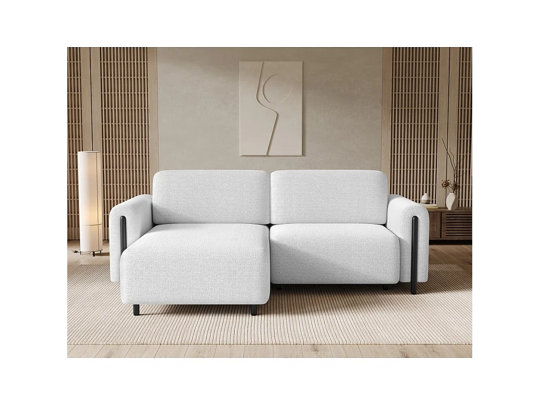Canapé d'angle convertible ARVESSA blanc – Angle gauche avec coffre