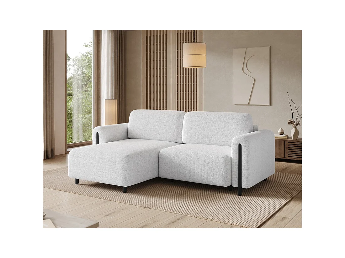 Canapé d'angle convertible ARVESSA blanc – Angle gauche avec coffre