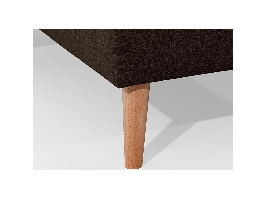 Canapé d'angle convertible HASGARD 3 places marron 248x162 cm – coffre et pieds bois