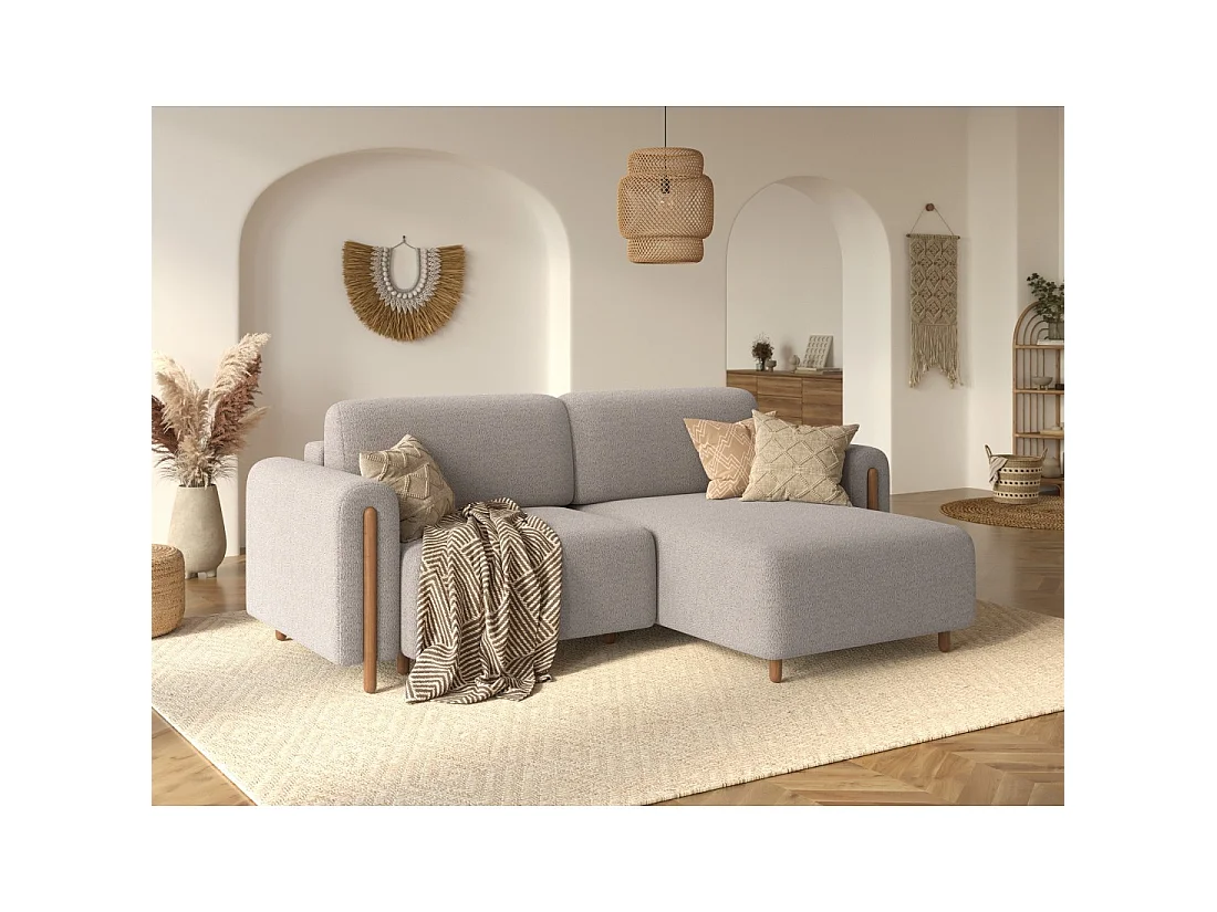 Canapé d'angle convertible ARVESSA sable chenille – Angle droit