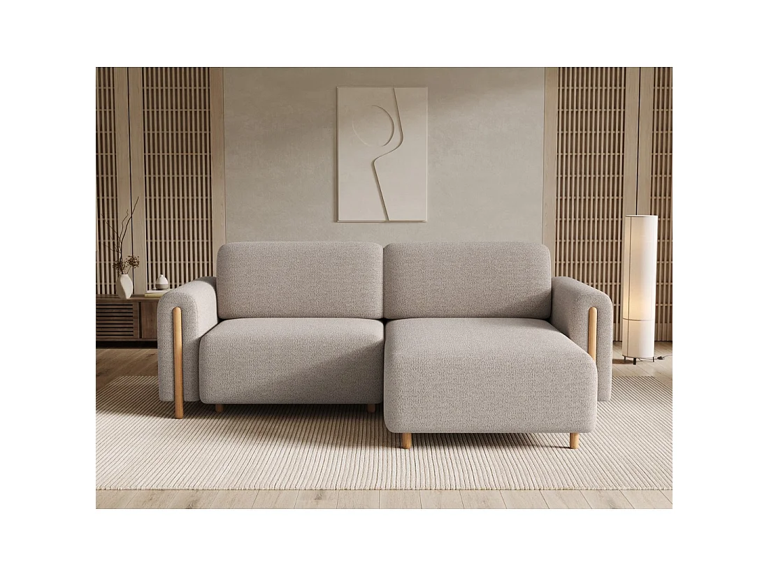 Canapé d'angle convertible ARVESSA sable chenille – Angle droit