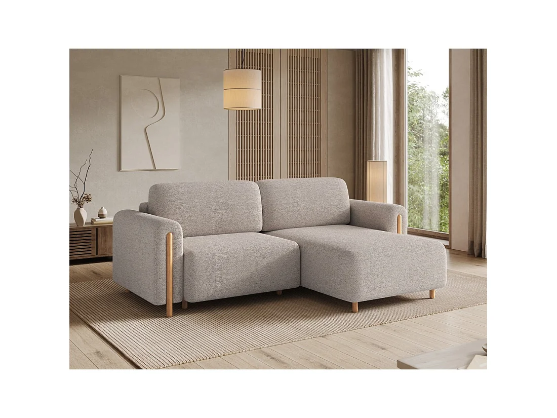 Canapé d'angle convertible ARVESSA sable chenille – Angle droit