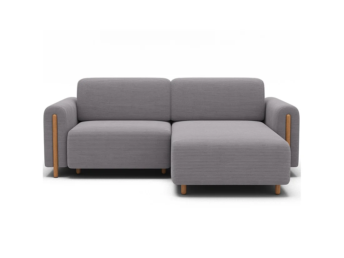 Canapé d'angle convertible ARVESSA gris clair velours côtelé – Angle droit