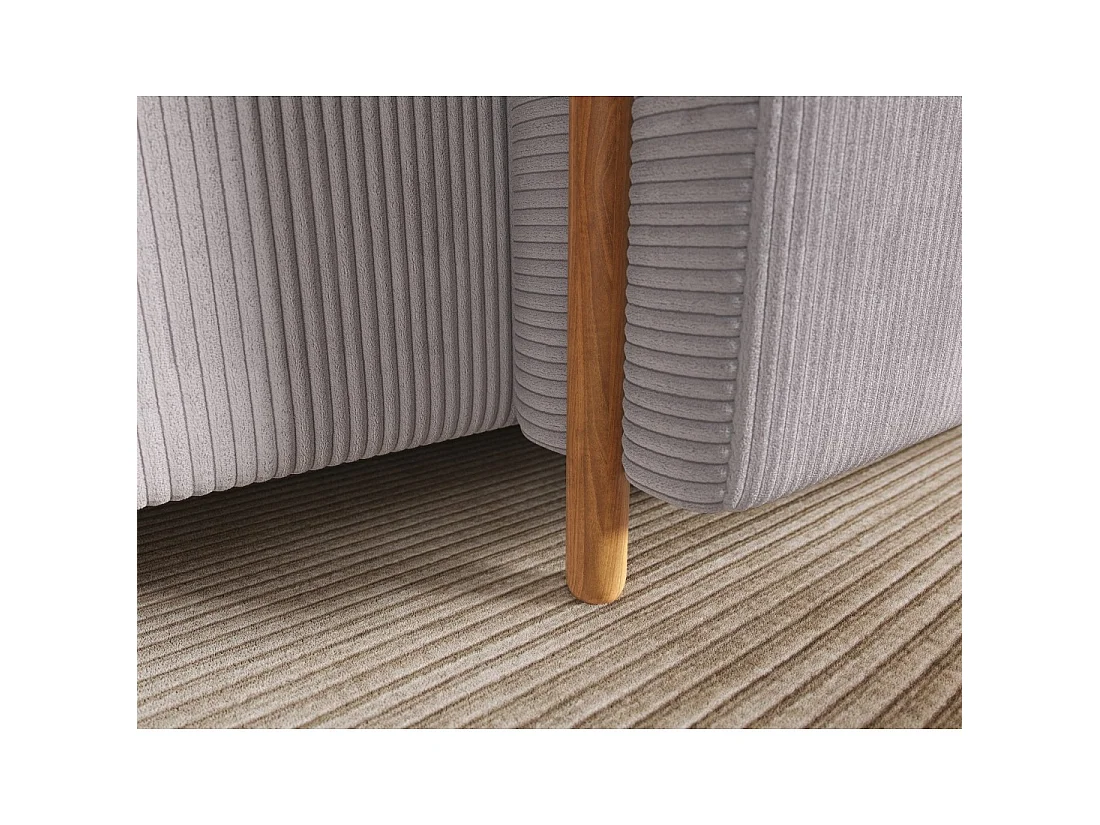 Canapé d'angle convertible ARVESSA gris clair velours côtelé – Angle droit