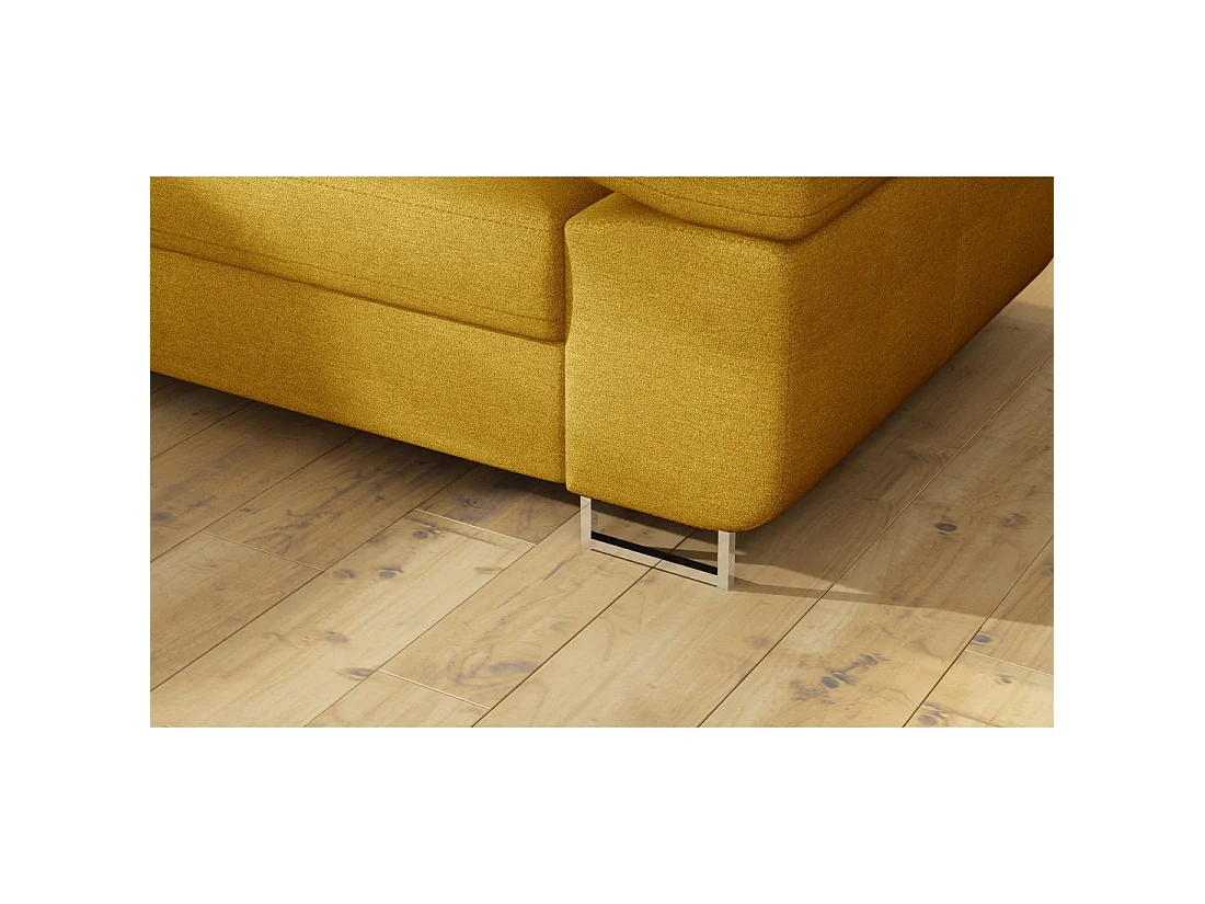 Canapé d'angle convertible MENTON jaune bouclette – Angle gauche avec coffre