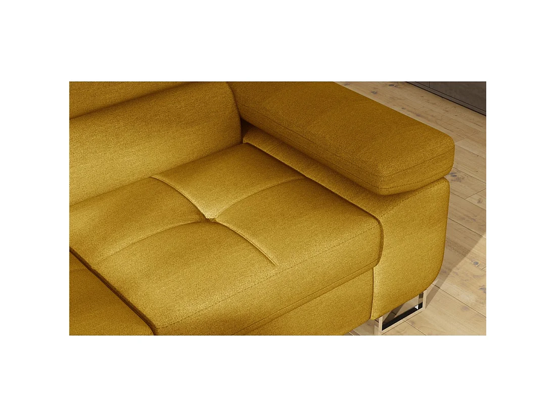 Canapé d'angle convertible MENTON jaune bouclette – Angle gauche avec coffre