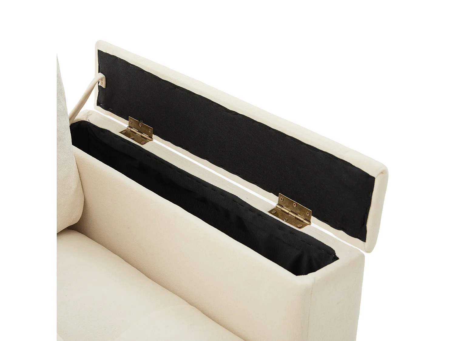 Canapé moderne 2 places - Accoudoirs avec rangement - 2 coussins - Tissu chenille - Beige