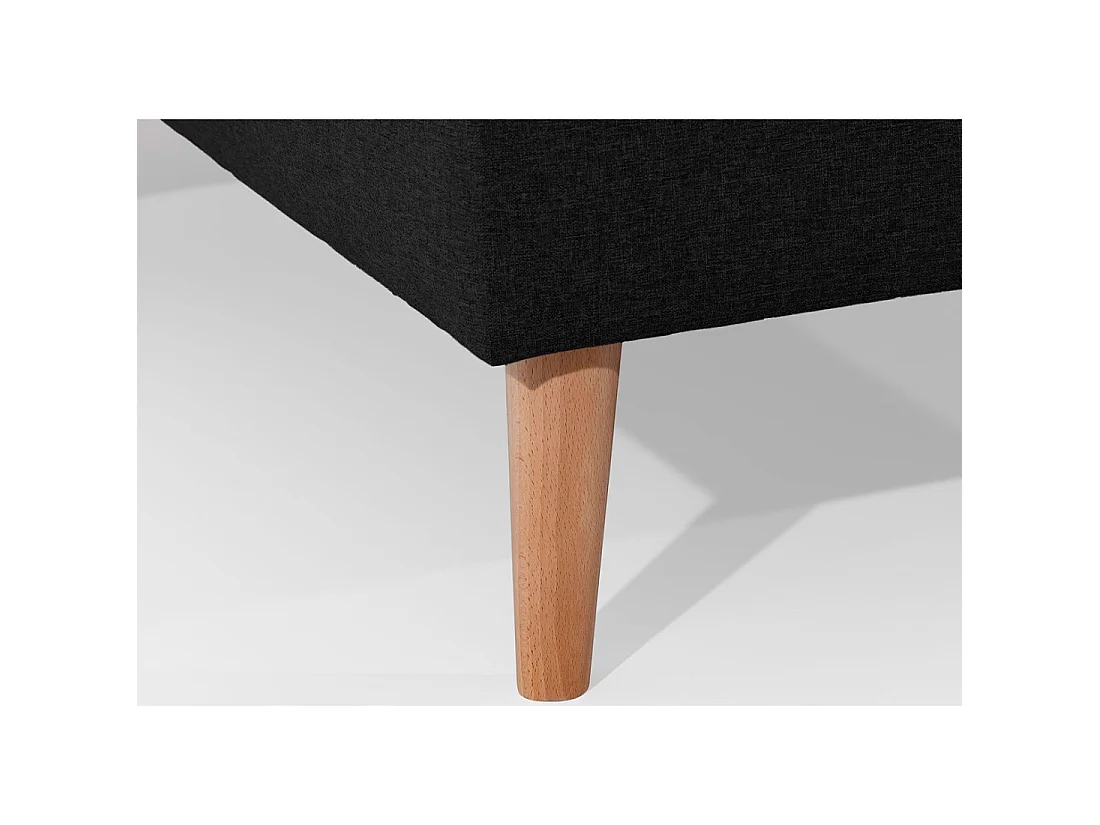 Canapé d'angle convertible HASGARD 3 places noir 248x162 cm – coffre et pieds bois