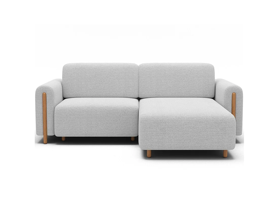 Canapé d'angle convertible ARVESSA blanc alpin chenille – Angle droit
